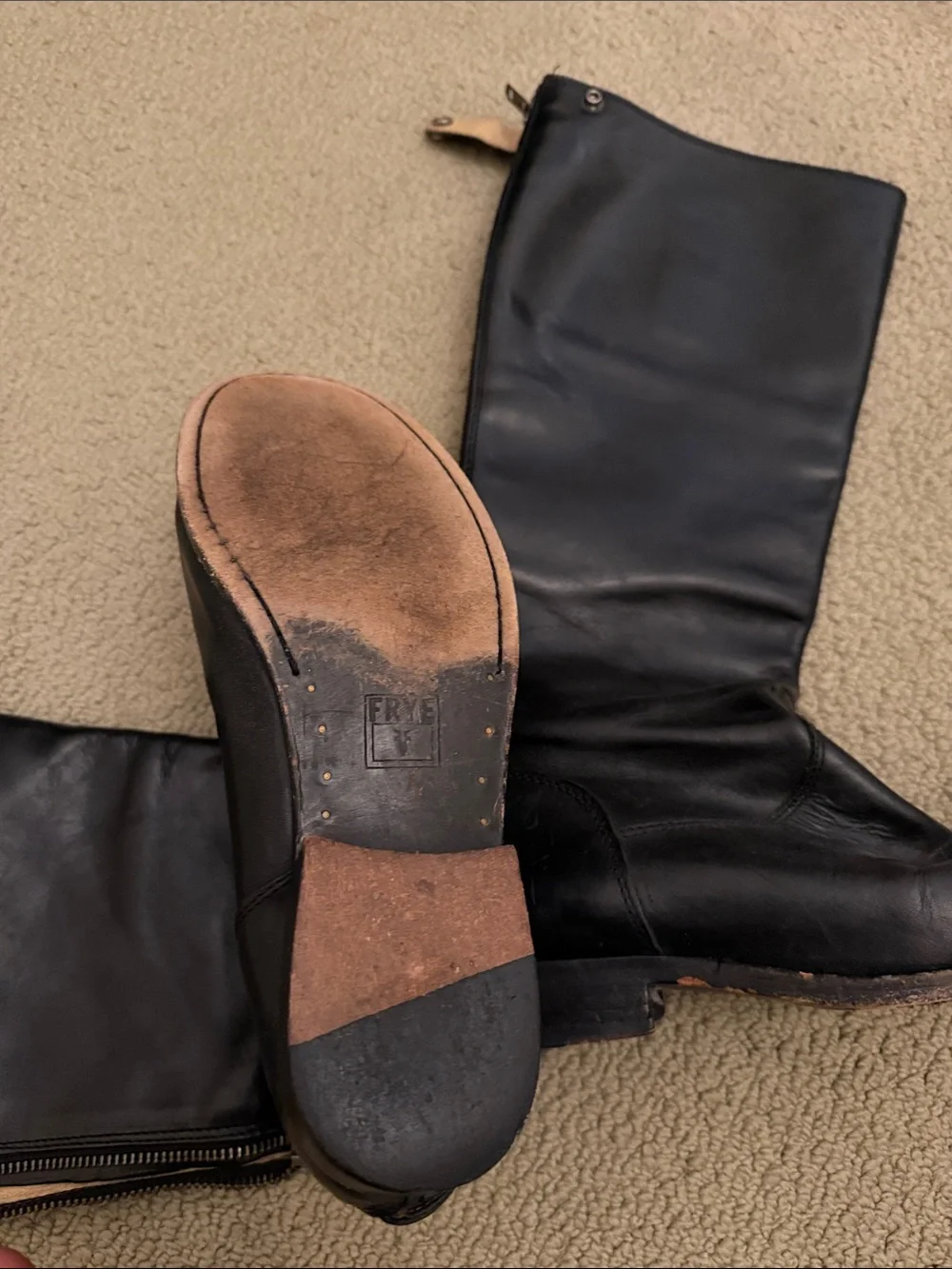 Frye Black Leather Over-the-Knee Riding Boots
